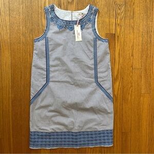 NEW Vineyard Vines Sleeves Shift Dress Cisco Embroidered Blue White Size 2 NWT